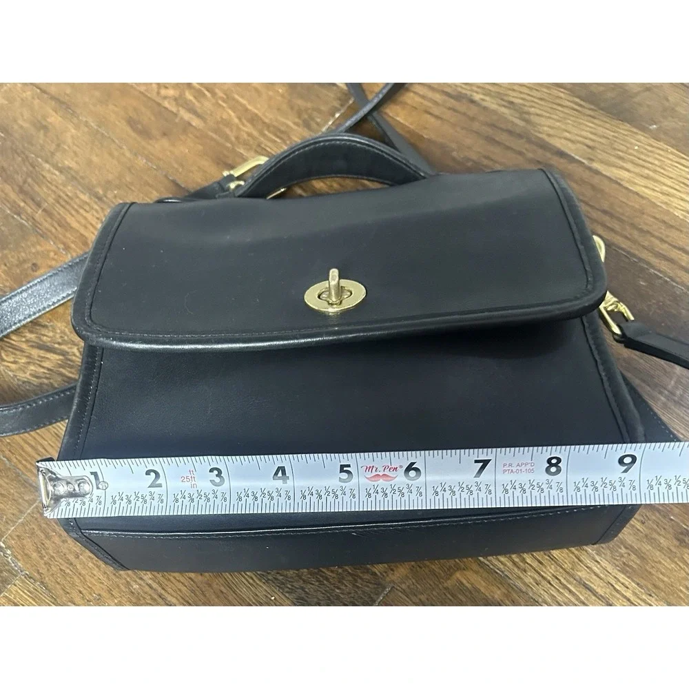 COACH 9870 Court Bag Vintage Black Glove Leather Crossbody Satchel Handbag 1990s - Picture 12 of 13
